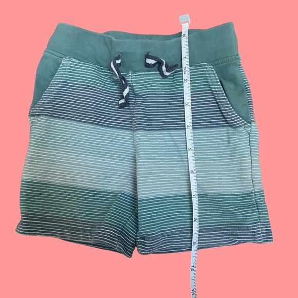Green Striped Toddler Shorts | Size 18M | Comfy Knit Pull-On Summer Shorts - Picture 3 of 6